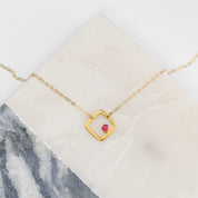 Personalized Birthstone Minimalist Square Pendant Necklace