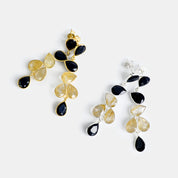 Elegant Black and Gold Rutilated Statement Earrings