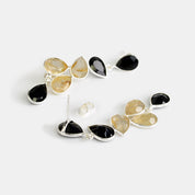 Elegant Black and Gold Rutilated Statement Earrings