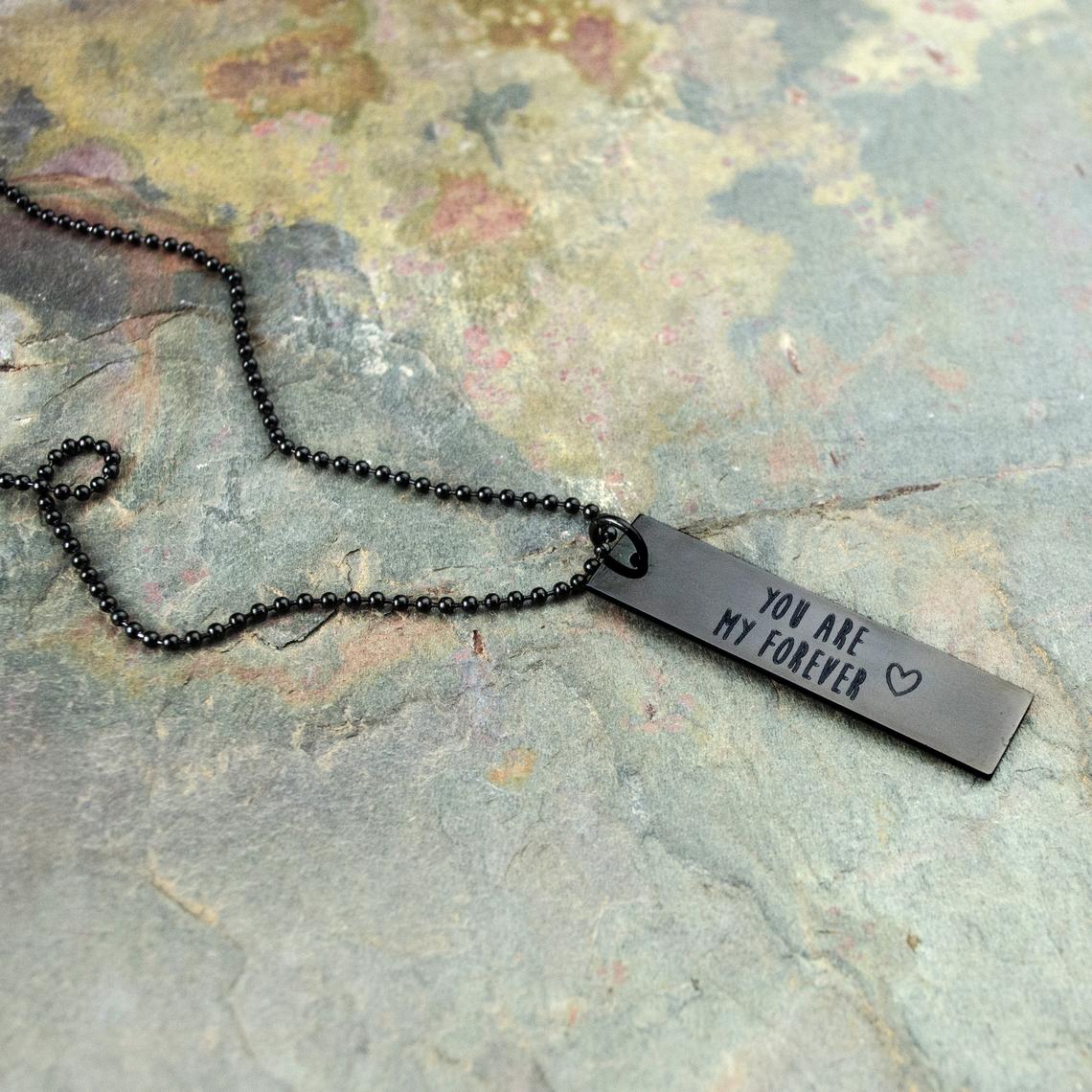 Personalized Rectangle Dog Tag Necklace, Custom Military Style Jewelry