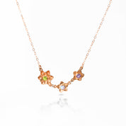 Bloom Birthstone Mom Necklace, Birthstone Flower Connector Pendants