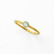 Dainty Stackable Blue Topaz Cabochon Ring : December Birthstone