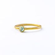 Dainty Stackable Blue Topaz Cabochon Ring : December Birthstone