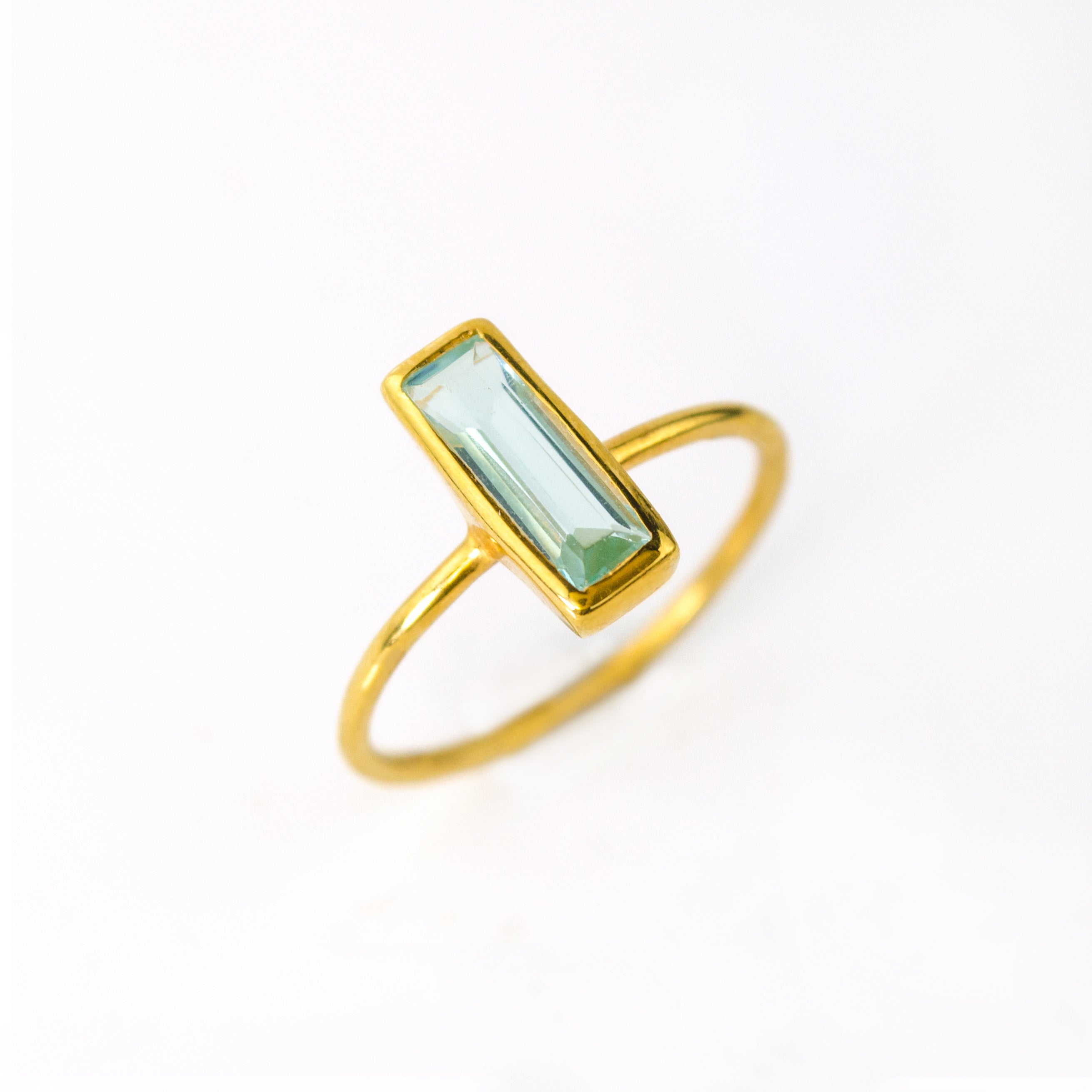 Tiny Sky Blue Topaz Bar Ring : December Birthstone