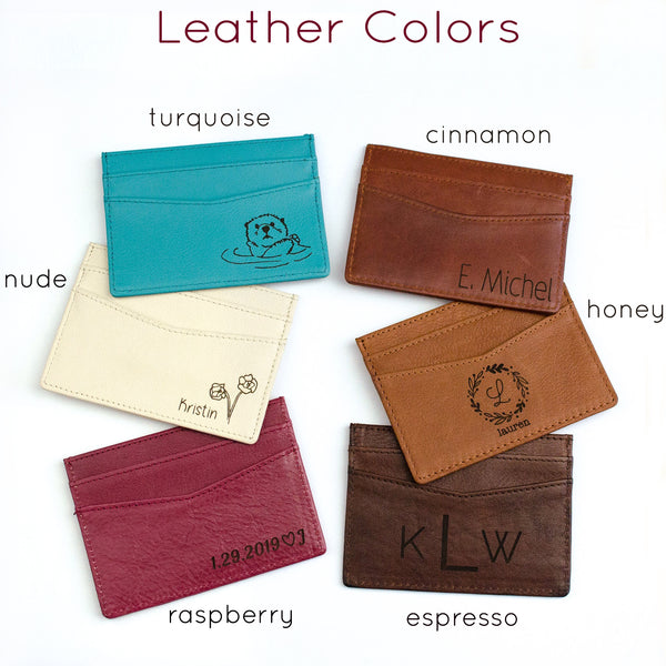 Personalised Leather Card Wallet  Add your name or initials - The