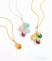 Three customized cascade necklaces with one three or four birthstones in sterling silver and vermeil gold