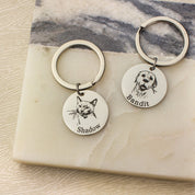 Actual Pet Portrait Keychain - Real Pet Photo Keychain