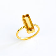 A citrine bar ring set in gold. Personalized November birthstone ring, custom gemstone bar ring, modern citrine ring, citrine gift for teenage girl born in november, minimalist citrine birthday jewelry