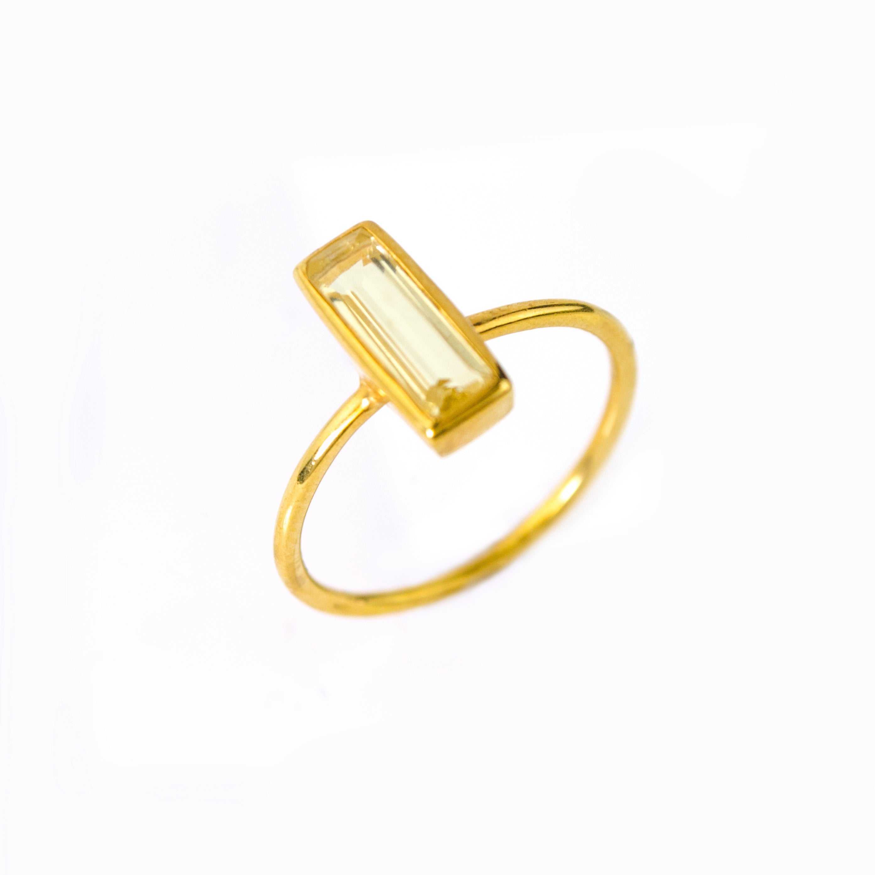 Tiny Citrine Bar Ring: November Birthstone