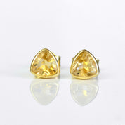 Small Citrine Triangle Studs, Everyday Earrings