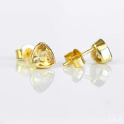 Small Citrine Triangle Studs, Everyday Earrings