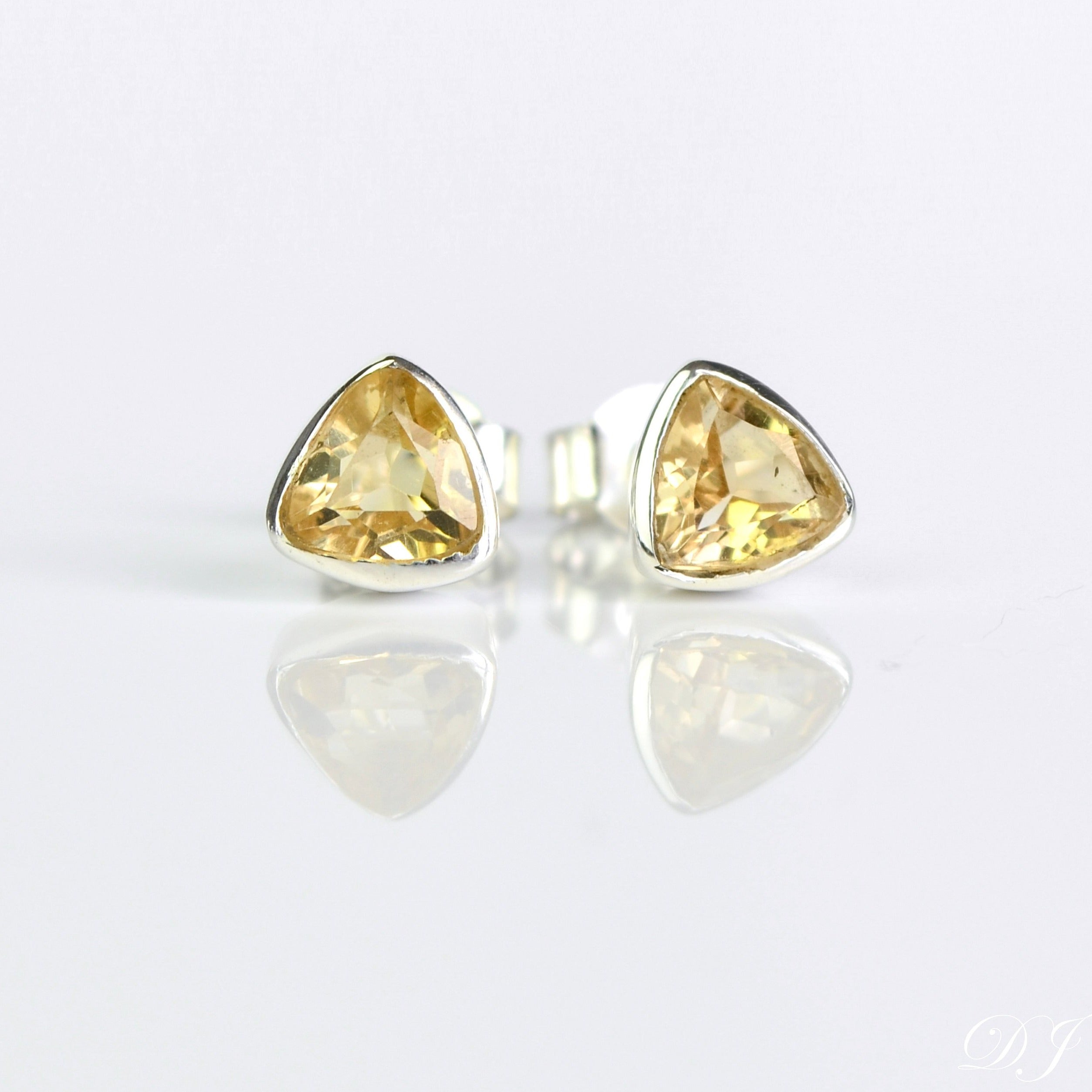 Small Citrine Triangle Studs, Everyday Earrings