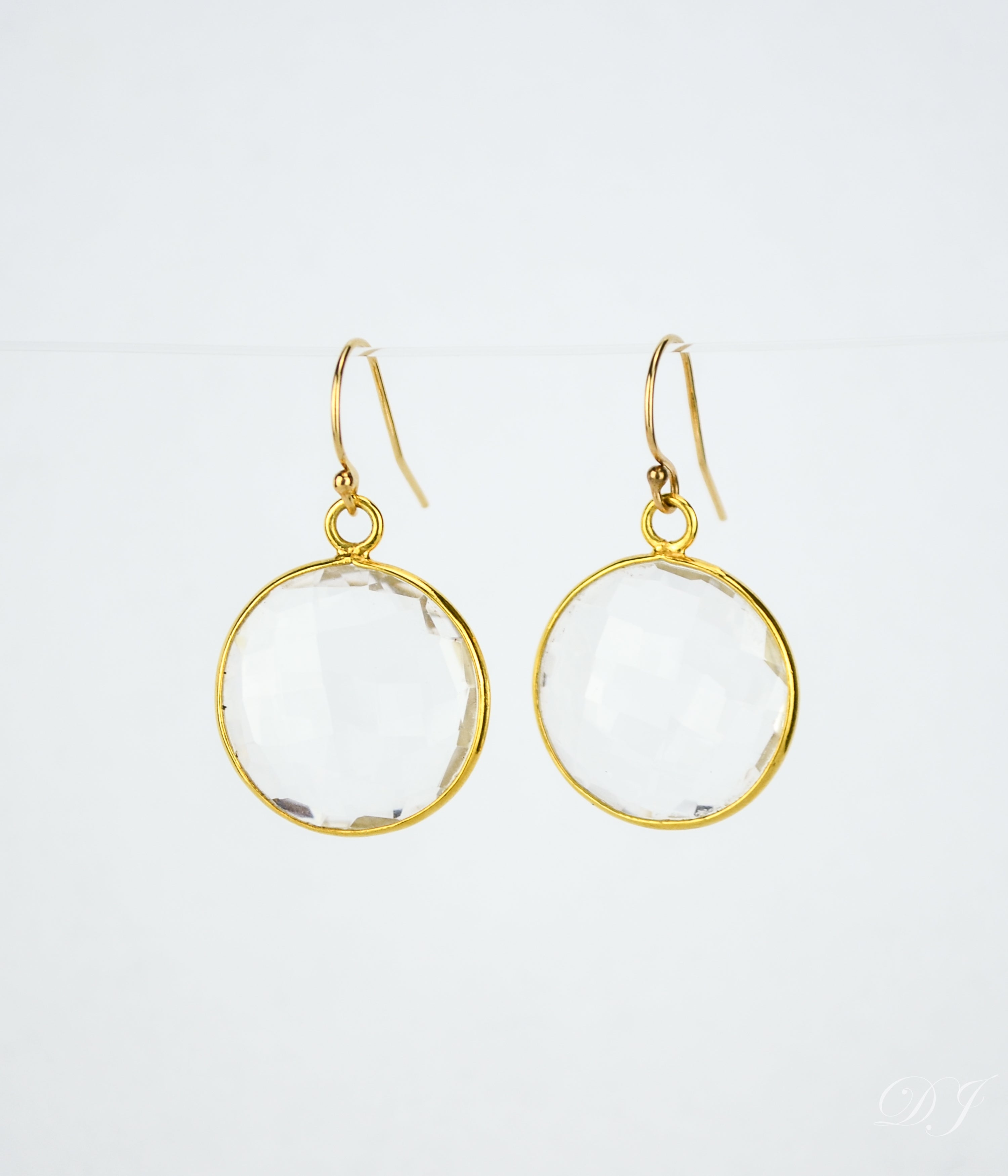 Clear quartz Earrings : April Birthstone