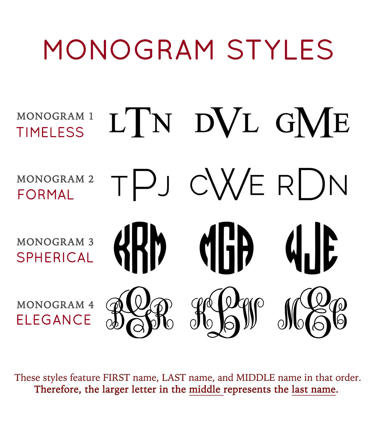 Available monogram styles for cufflinks are timeless, formal, spherical, and elegance. 