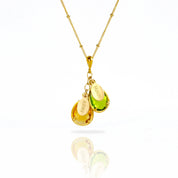 Cascade Necklace Two Stones and Two Names Peridot Citrine Gemstones Gift for Mom