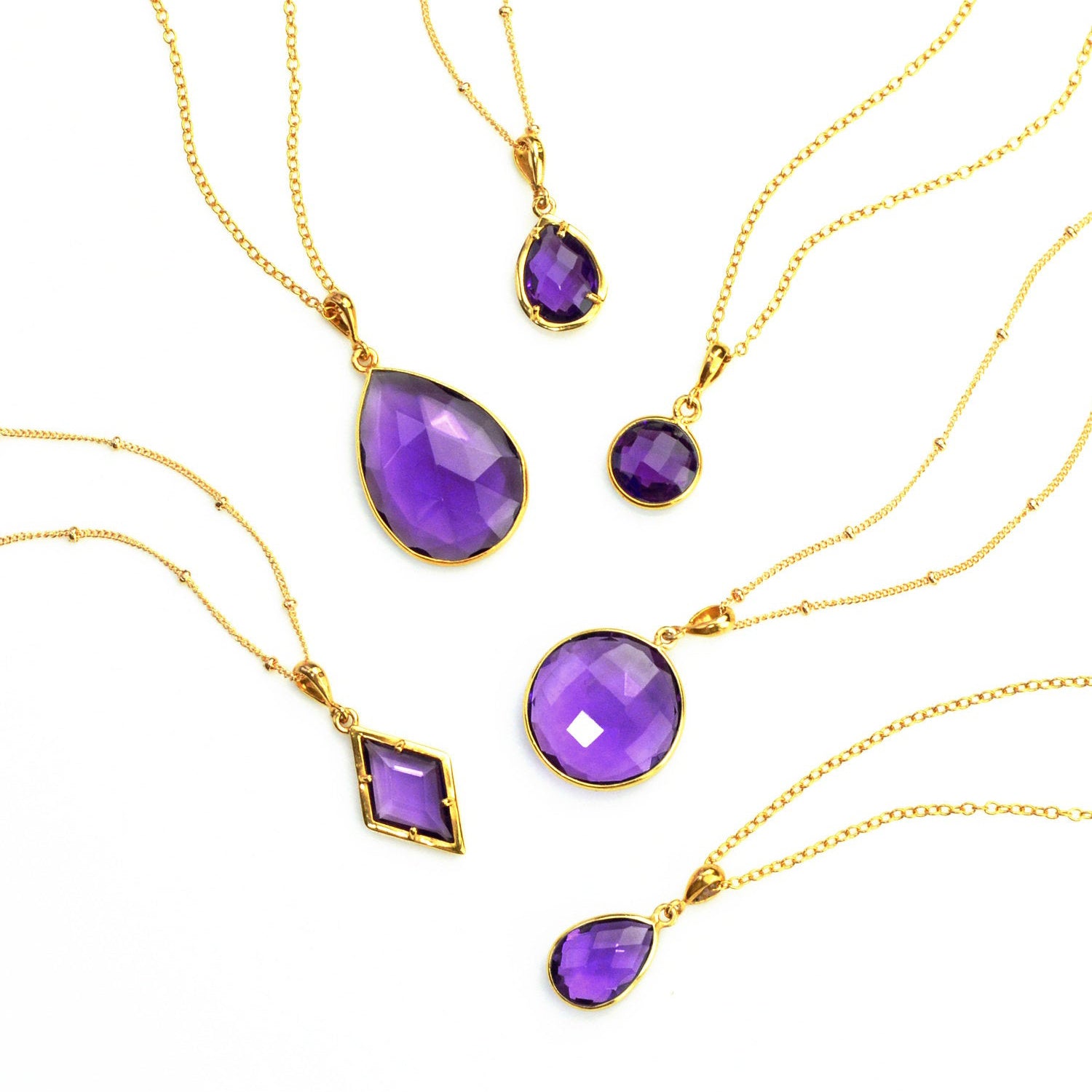 February Birthstone & Name Necklace : Purple Amethyst - Danique