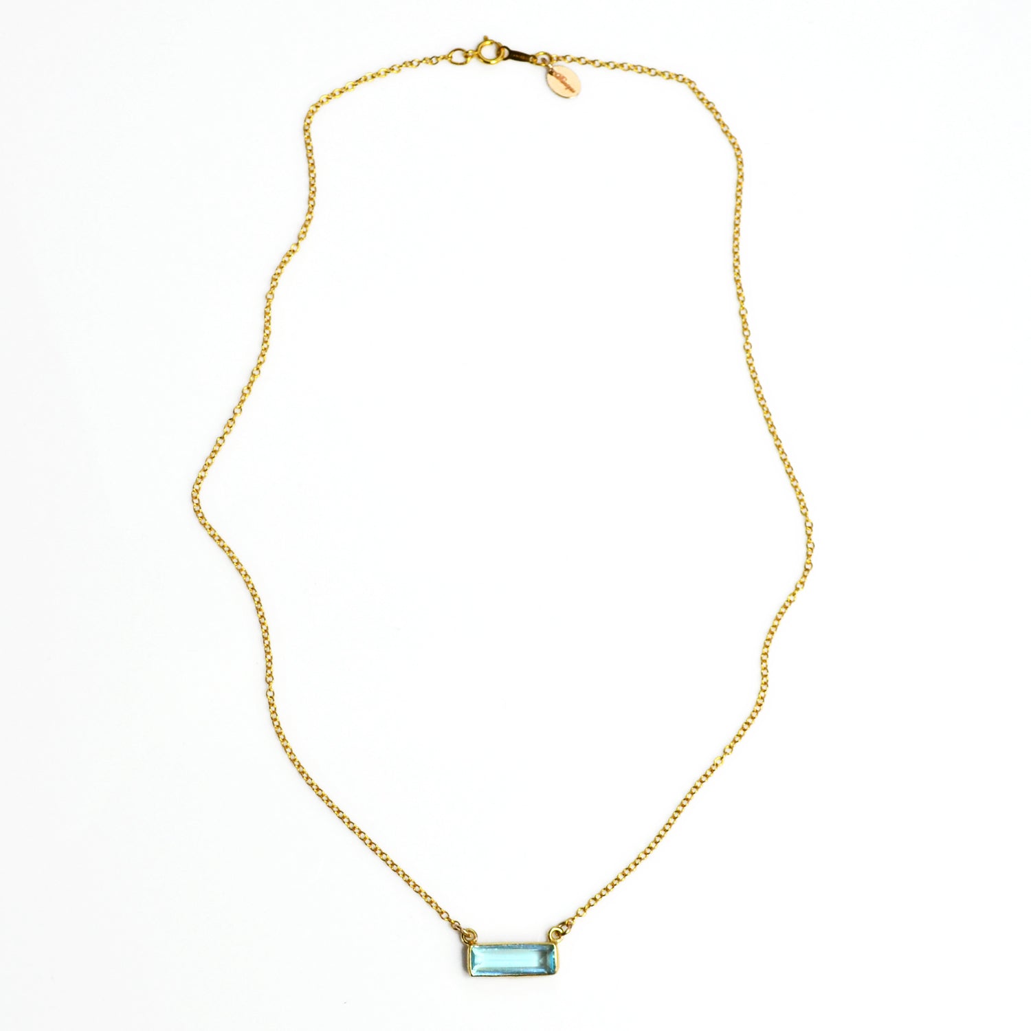 Blue Topaz Bar Necklace : December Birthstone : Adira Series