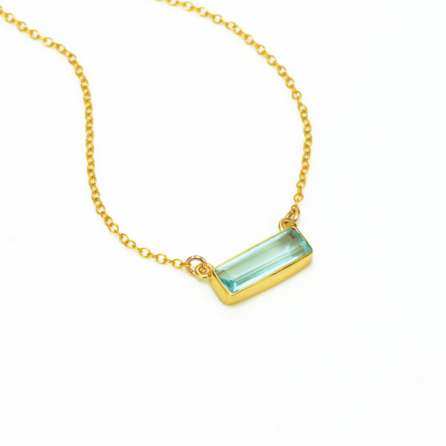 Blue Topaz Bar Necklace : December Birthstone : Adira Series