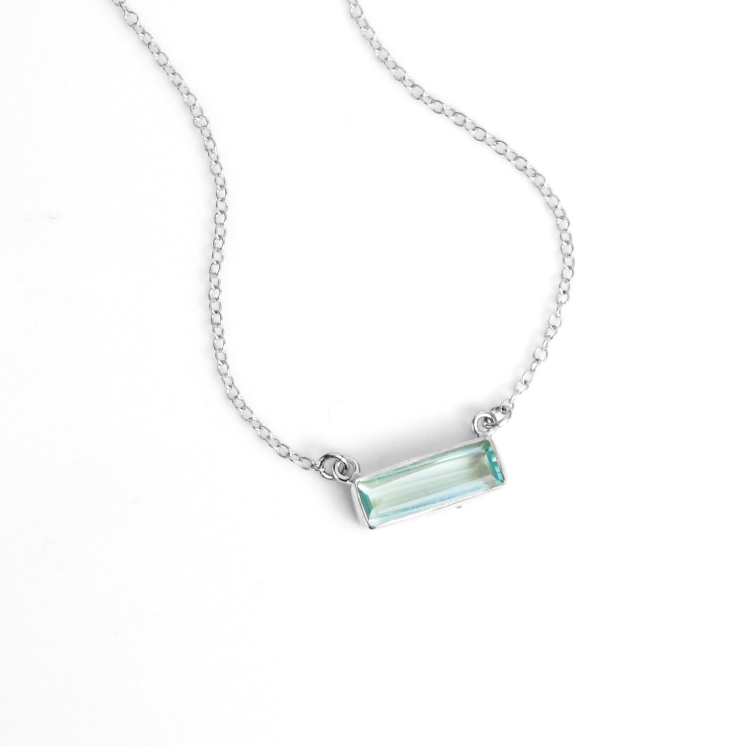 Blue Topaz Bar Necklace : December Birthstone : Adira Series