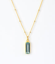 Blue Topaz Vertical Bar Necklace : December Birthstone : Adira Series