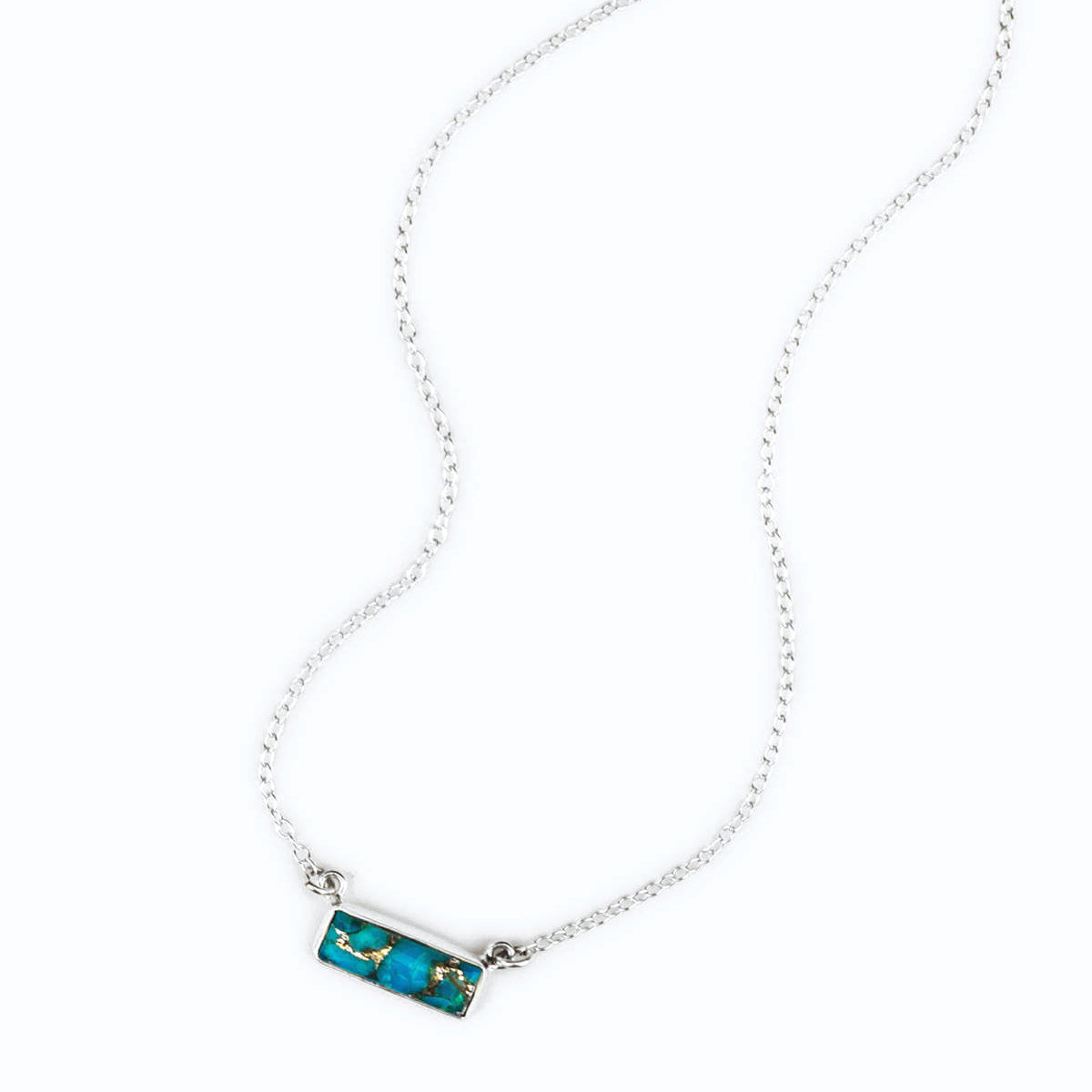 Copper Turquoise Bar Necklace : December Birthstone : Adira Series