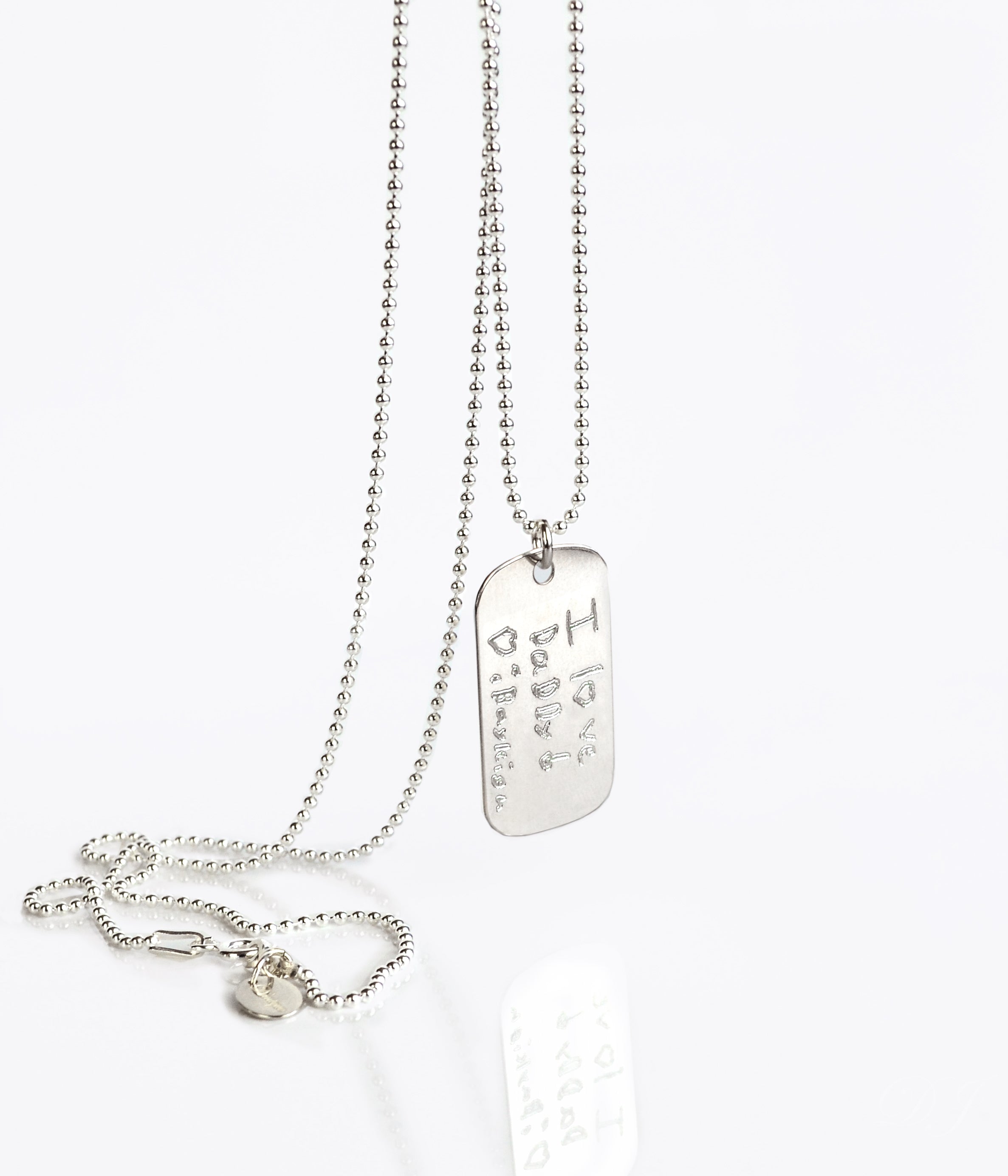 Engraved Men&#39;s Dog Tag Necklace - Personalized with Handwriting or Signature, Military Style Jewelry, Dad Gift, Custom Anniversary or Wedding Day Necklace, Unique Personalized Men’s Jewelry