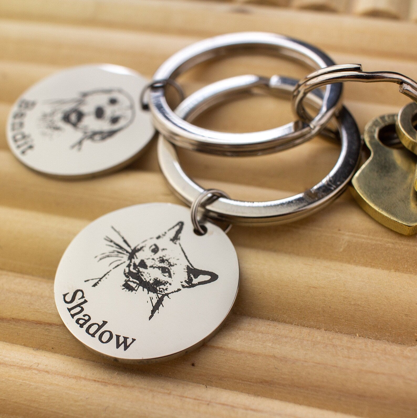 Actual Pet Portrait Keychain - Real Pet Photo Keychain