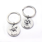 Actual Pet Portrait Keychain - Real Pet Photo Keychain