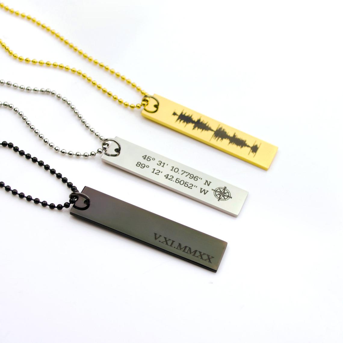 Personalized Rectangle Dog Tag Necklace, Custom Military Style Jewelry