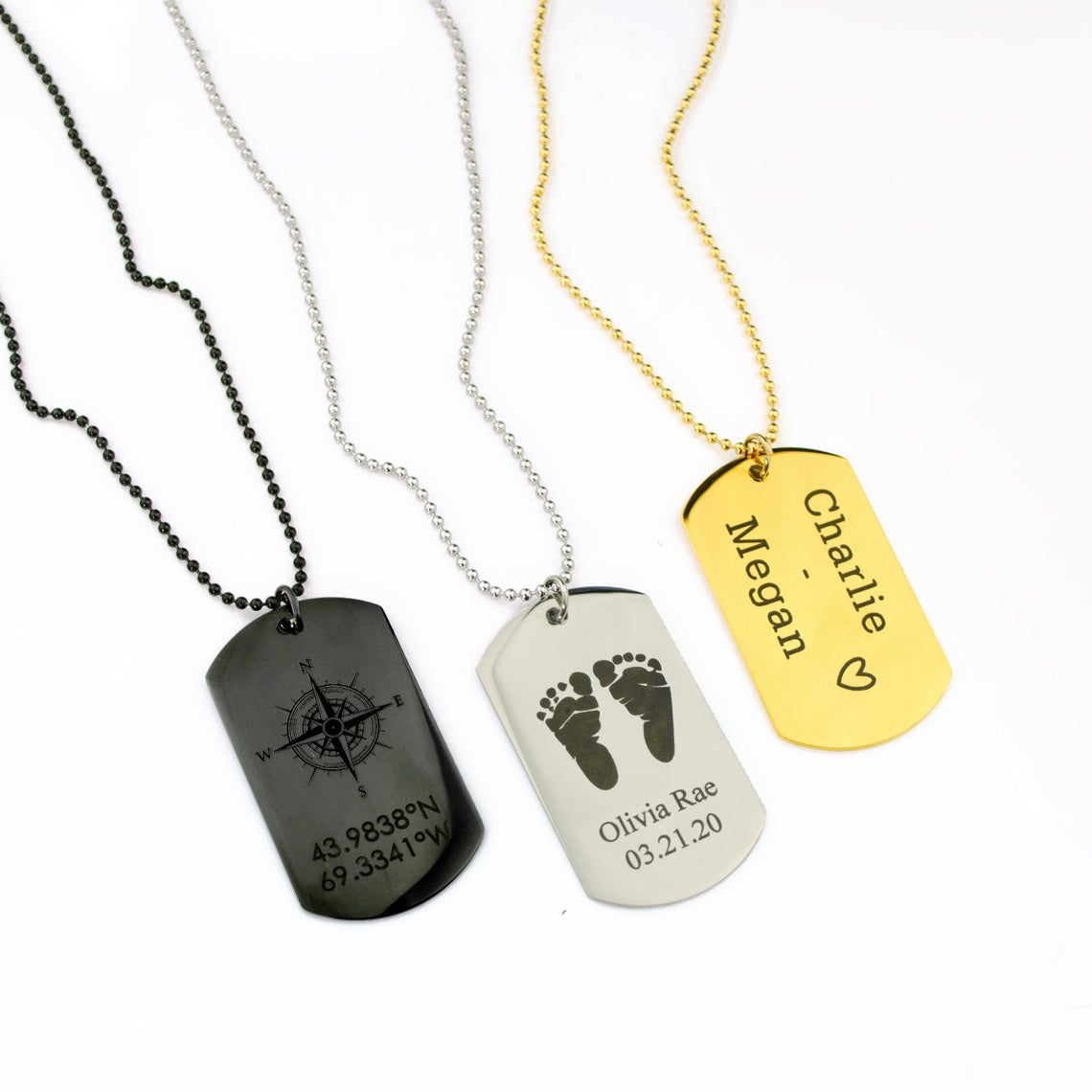Dropship 2Pcs Stainless Tag Necklace Military Keychain For Men Army Dog  Tags Pendant Inspirational Words Beads Ball Chain Necklace Silver Tone to  Sell Online at a Lower Price | Doba