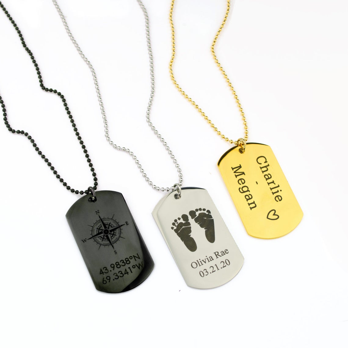 Personalized Dog Tag Necklace, Custom Traditional Military Style Jewelry