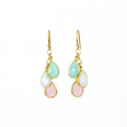 Mother's Birthstone Cascade Earrings, Tiny Birthstone Earring