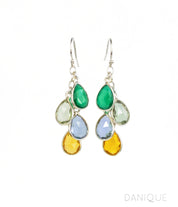 Sterling Silver Teardrop Gemstone Earrings Green Onyx Green Amethyst Alexandrite Citrine Birthstones