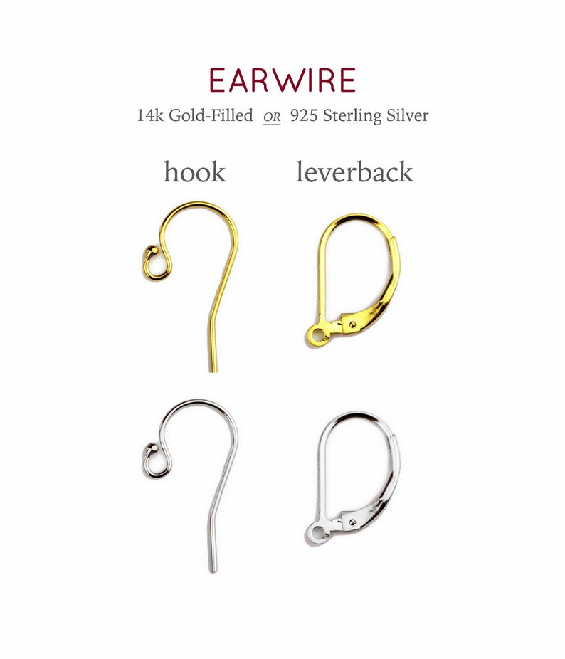 Hook or Leverback Earwire for Earrings Gold Filled Sterling Silver Metal