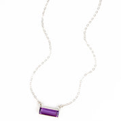 Purple Amethyst Bar Necklace : February Birthstone : Adira Series