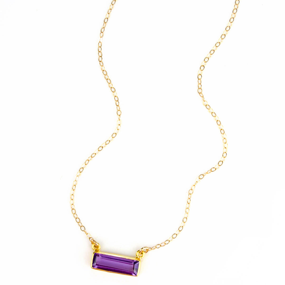 Purple Amethyst Bar Necklace : February Birthstone : Adira Series