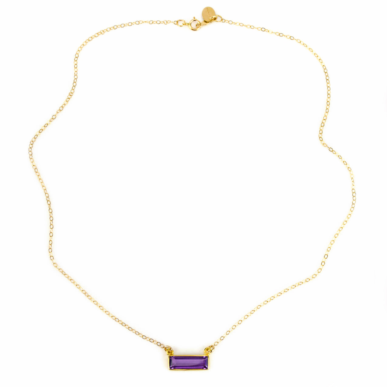 Purple Amethyst Bar Necklace : February Birthstone : Adira Series