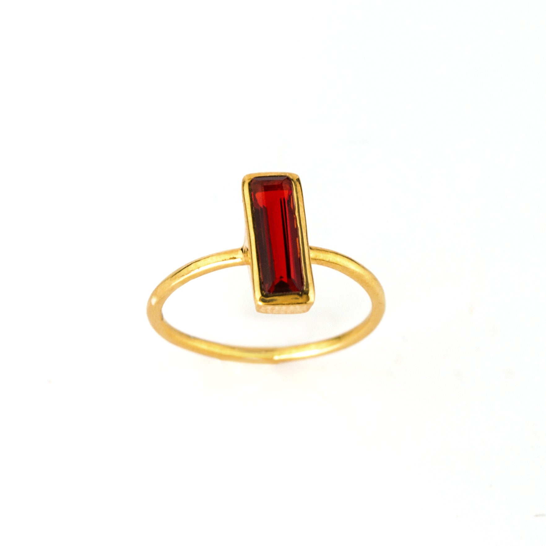 Tiny Garnet Bar Ring : January Birthstone