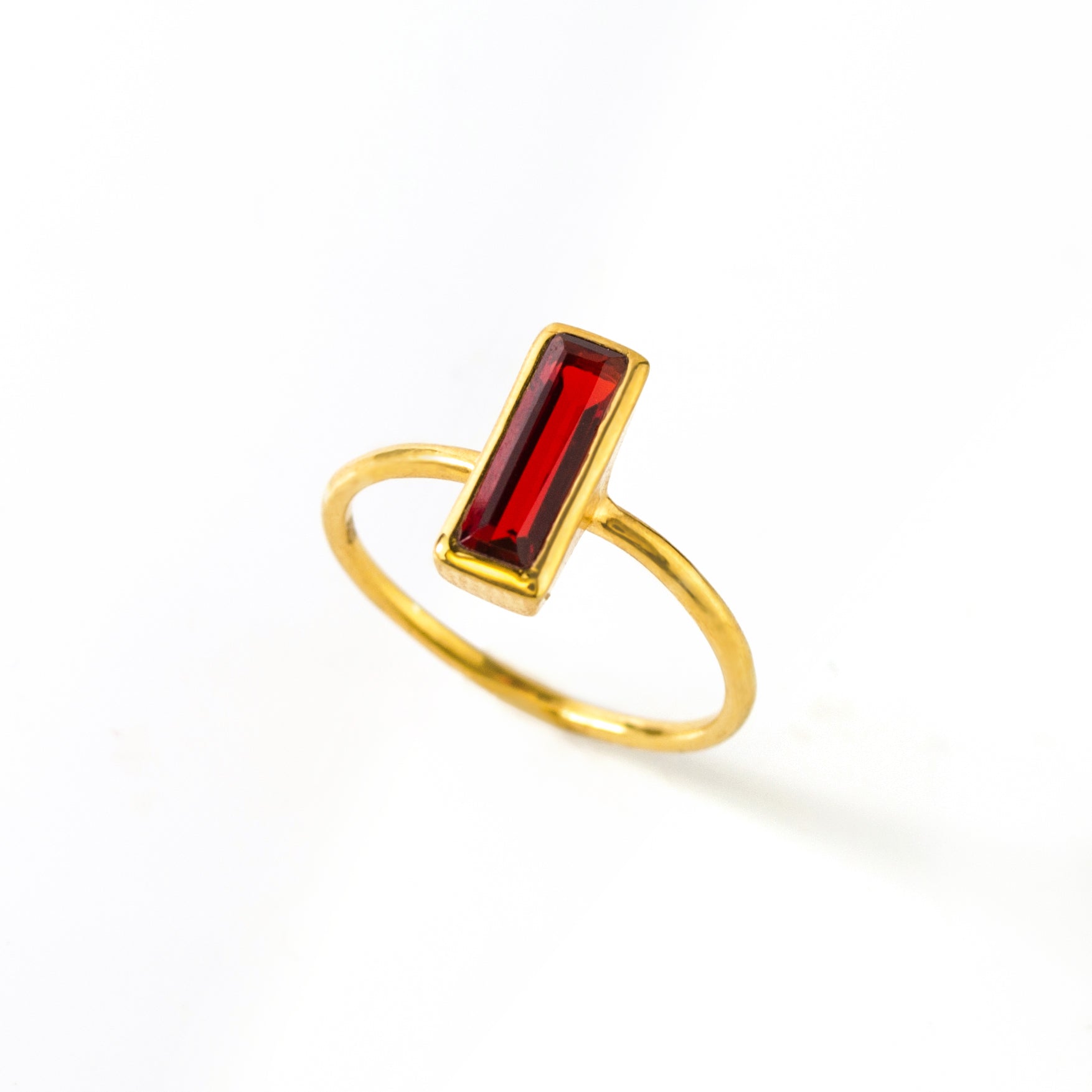 Tiny Garnet Bar Ring : January Birthstone