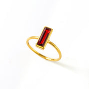 Tiny Garnet Bar Ring : January Birthstone