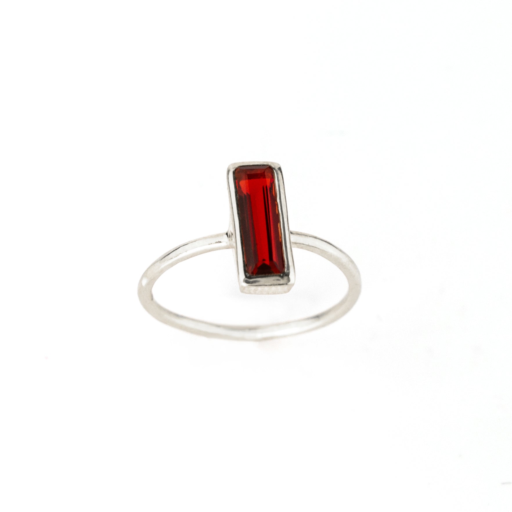 Tiny Garnet Bar Ring : January Birthstone