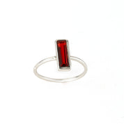 Tiny Garnet Bar Ring : January Birthstone