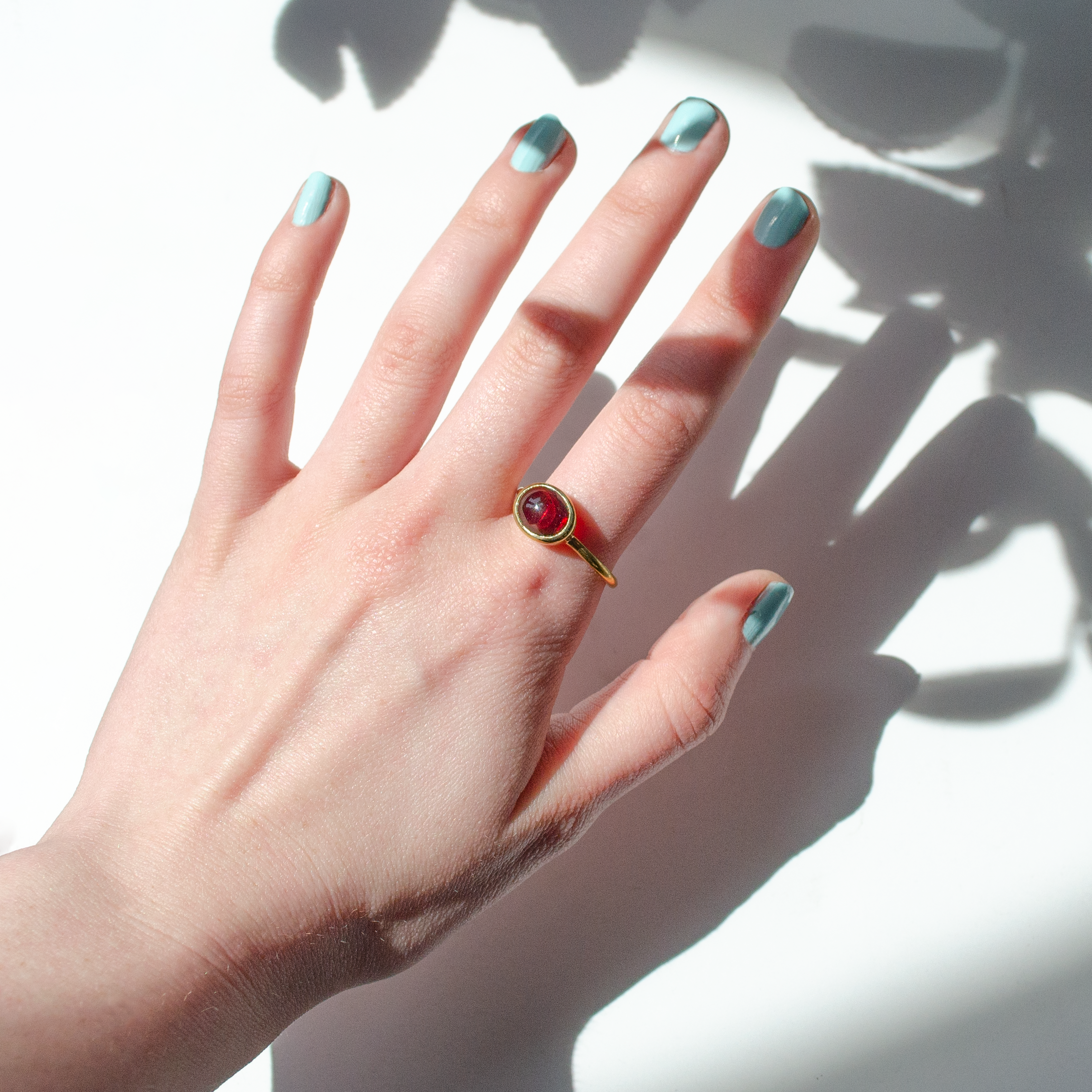 Oval Garnet Cabochon Ring : January Birthstone