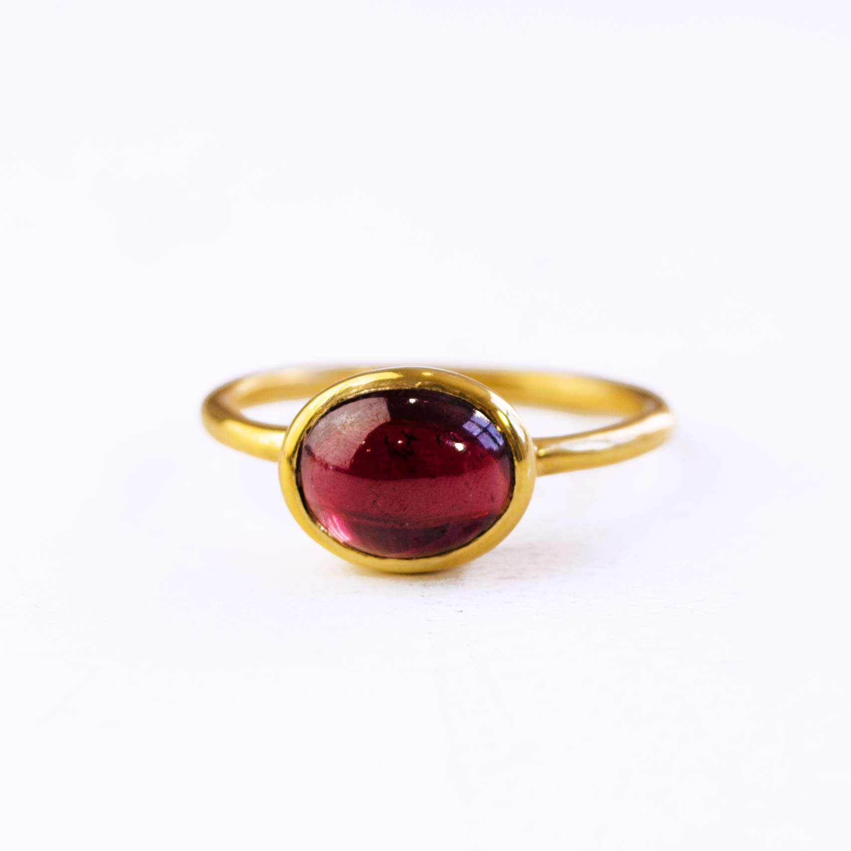 Oval Garnet Cabochon Ring : January Birthstone