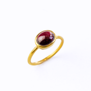 Oval Garnet Cabochon Ring : January Birthstone