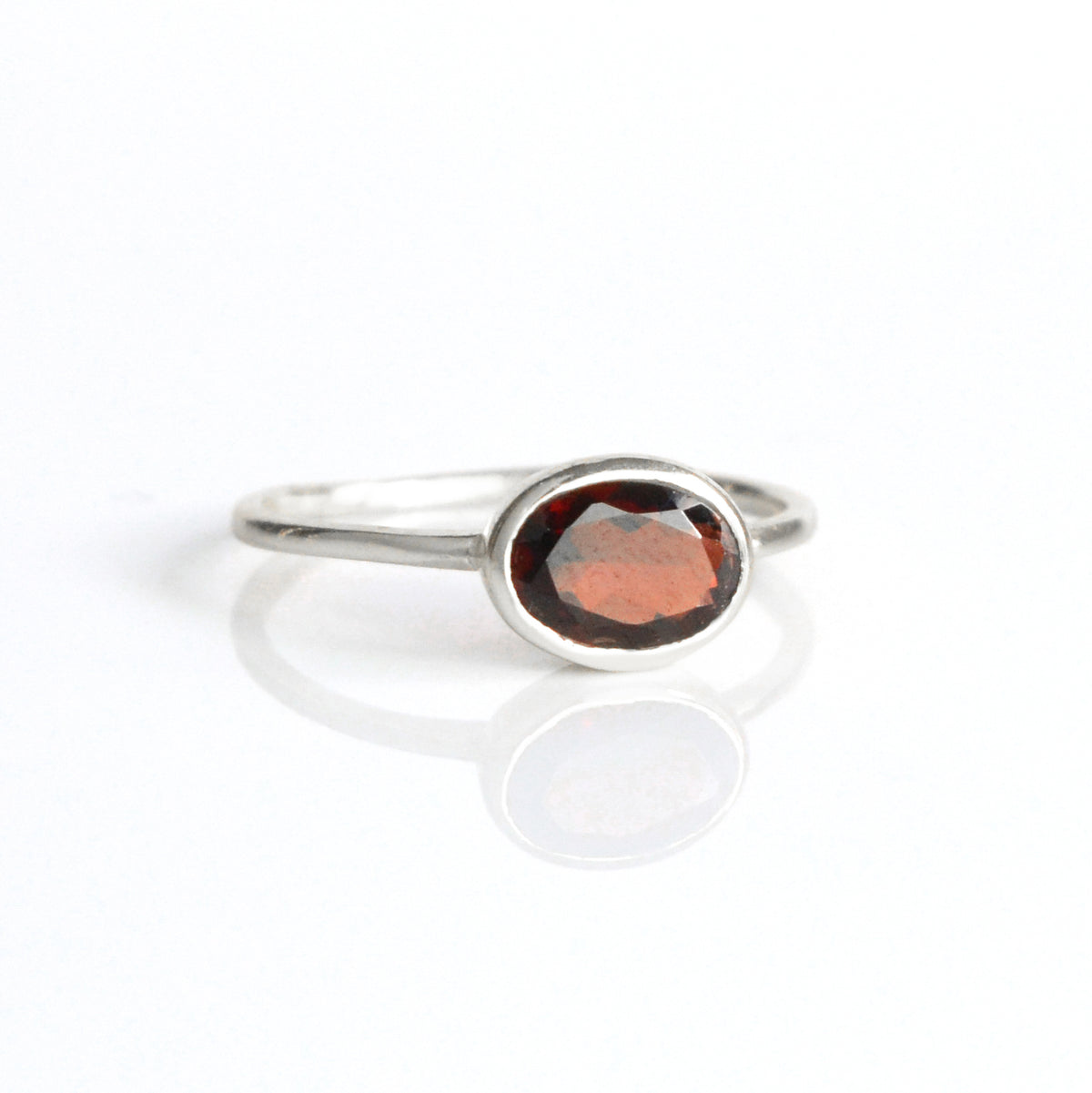 Small Oval Garnet Ring : January Birthstone - Danique Jewelry