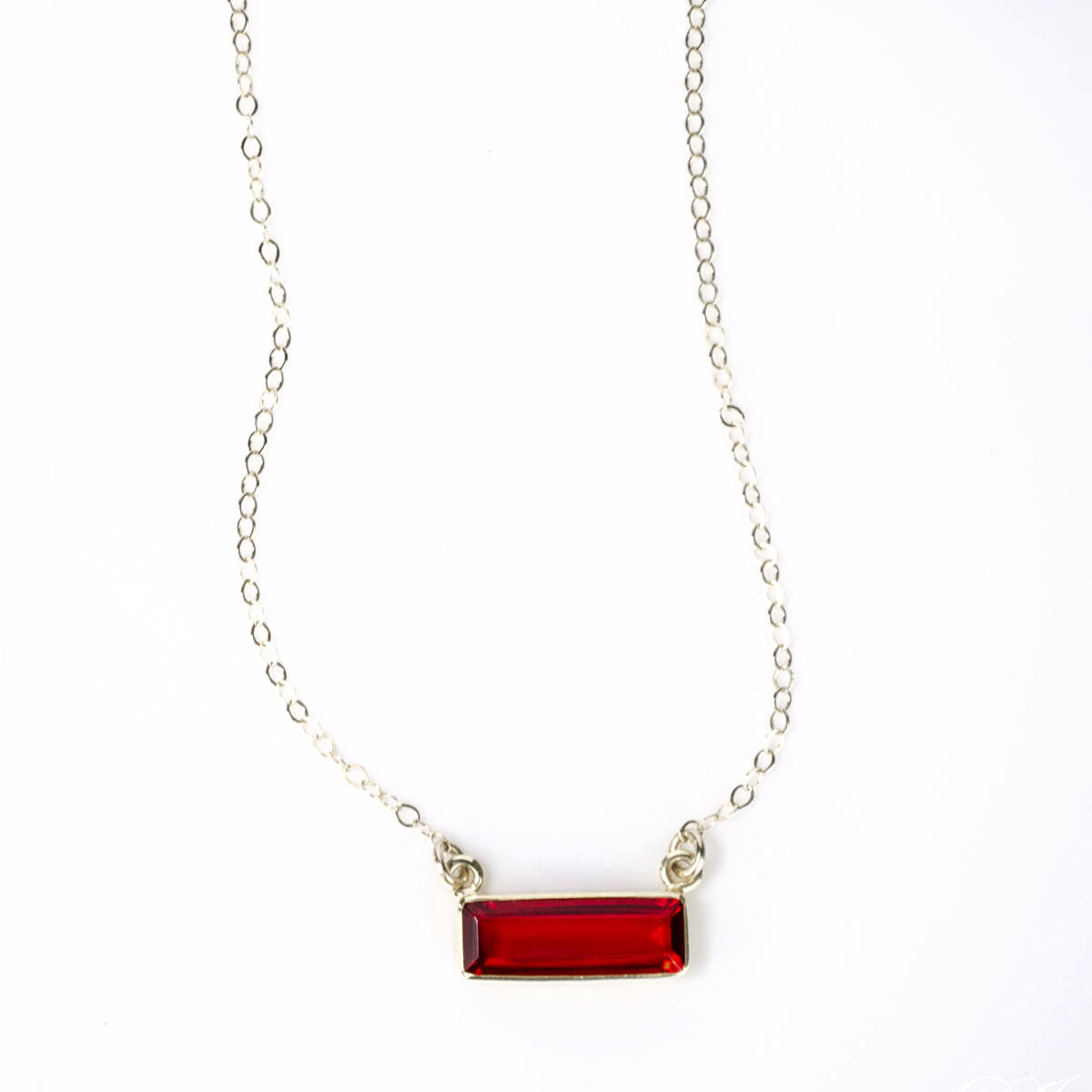 Garnet Bar Necklace : January Birthstone : Adira Series