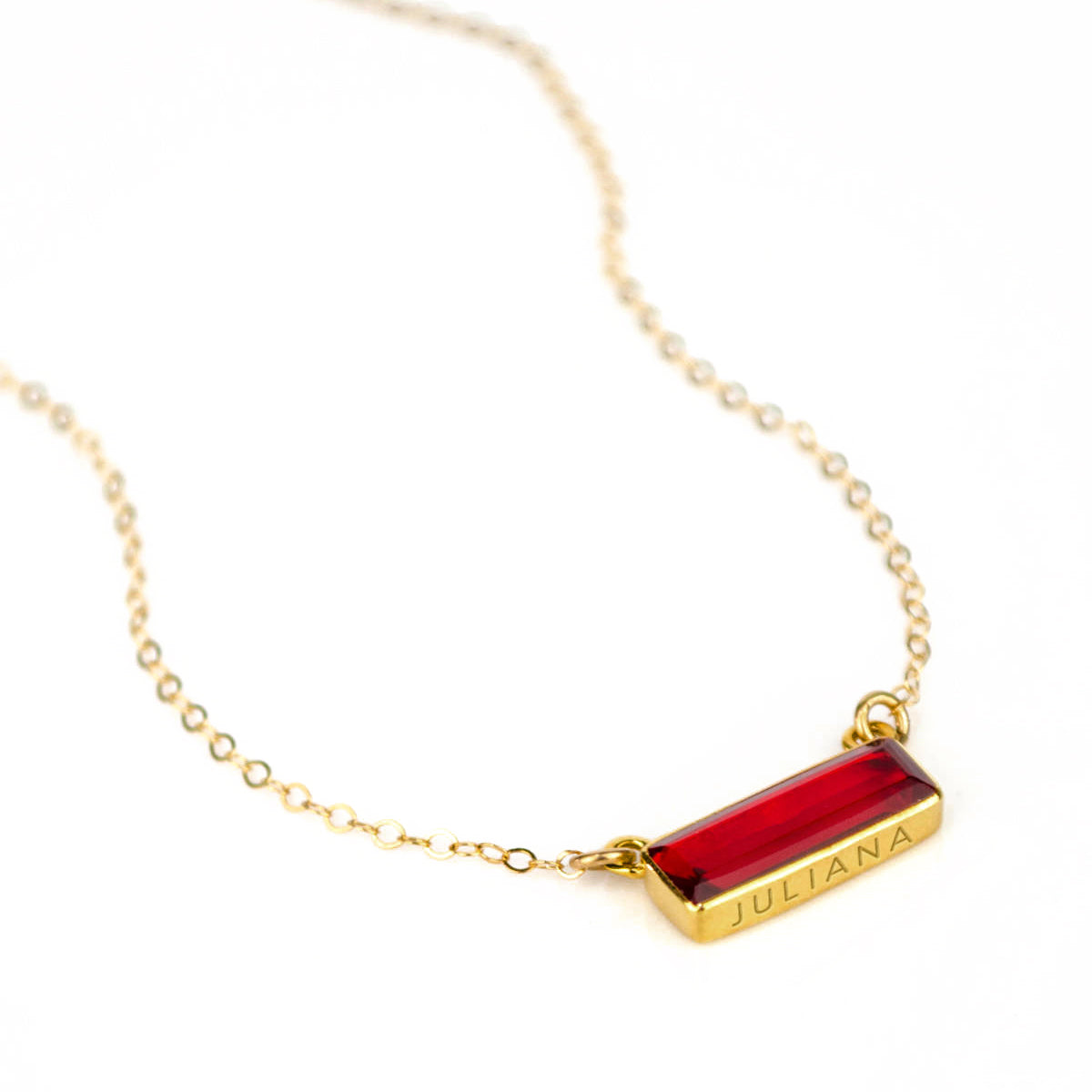 Garnet Bar Necklace : January Birthstone : Adira Series