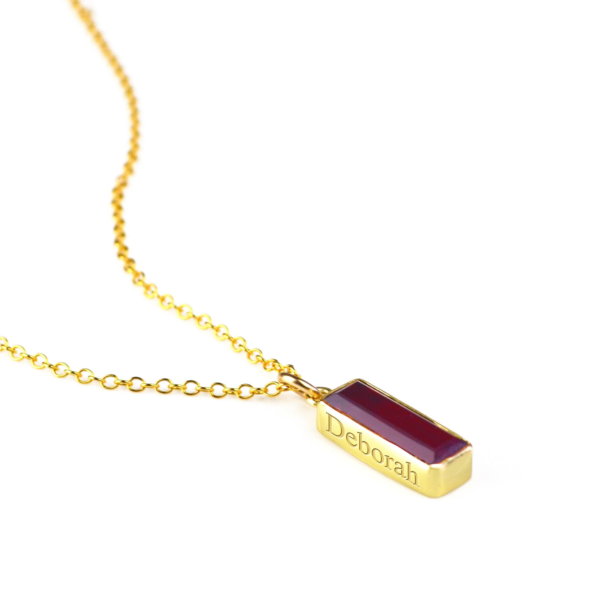 Garnet Vertical Bar Necklace : January Birthstone : Adira Series