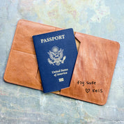 Customized honey passport sleeve with handwriting from a photo great for jet setting 